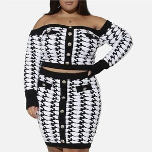 BRAND NEW GOOD TIME 2PCS SKIRT SET (Houndstooth)